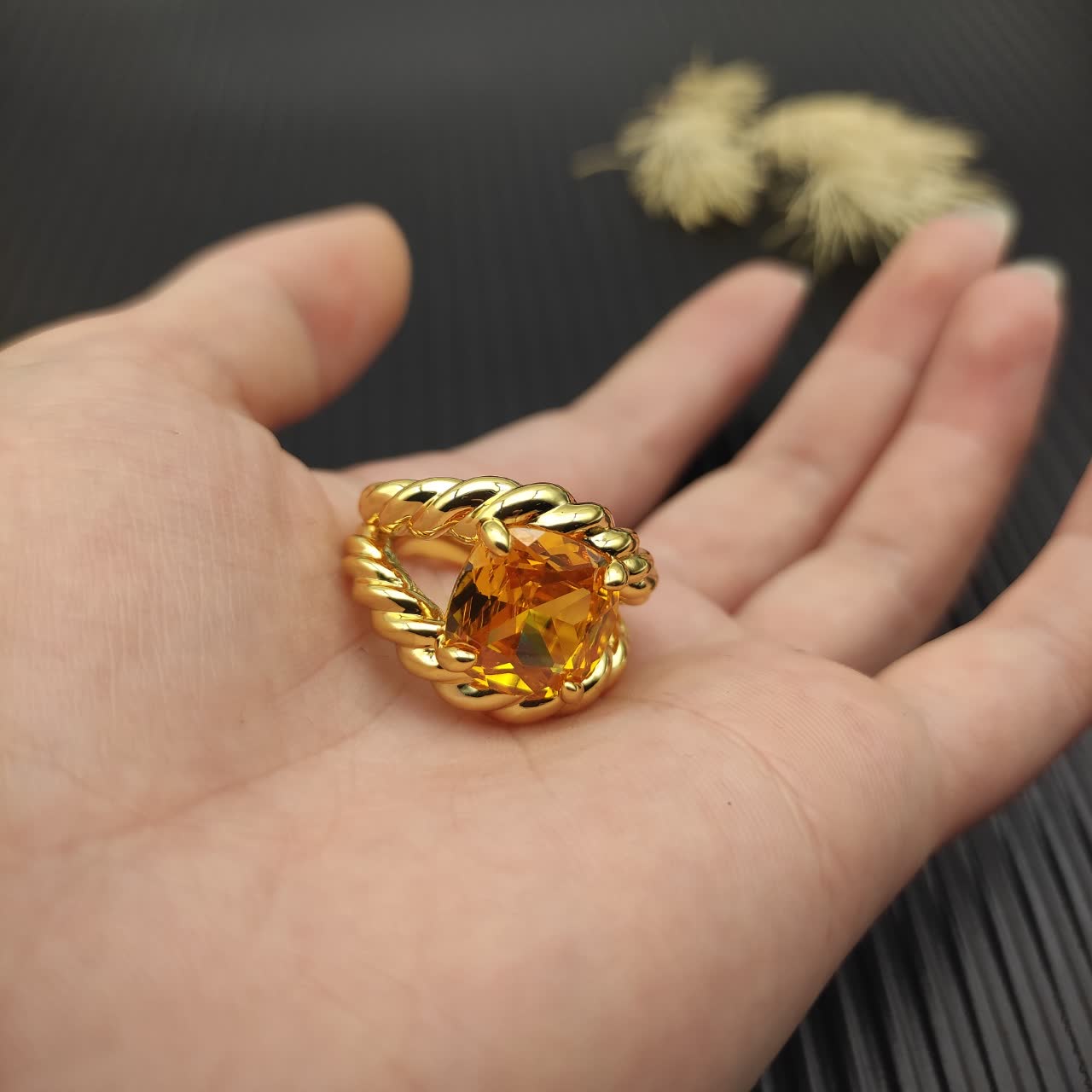 David Yurman Gold Citrine Ring